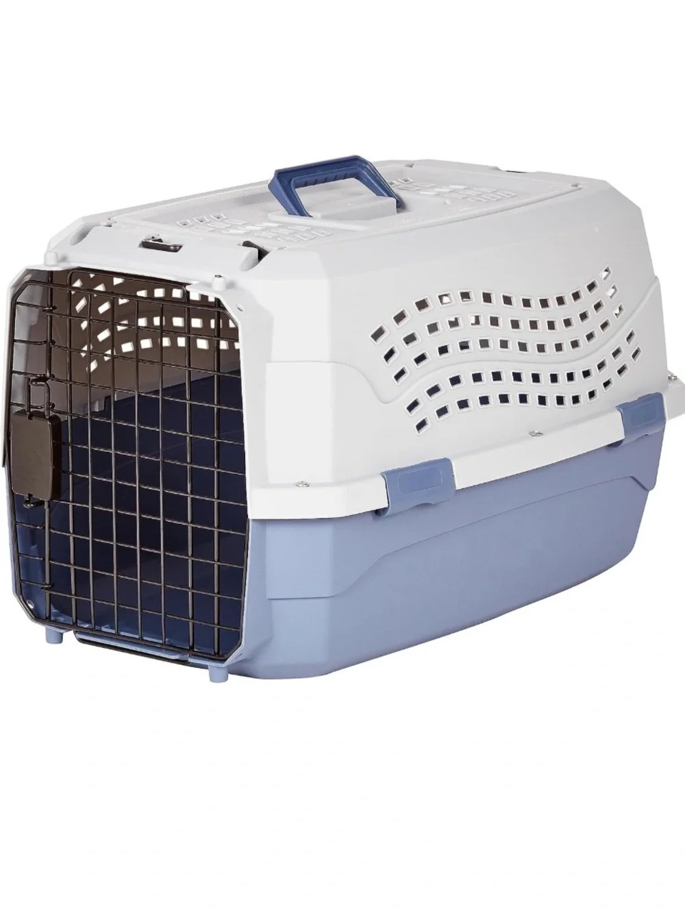 Portable Pet Carrier in White and Light Blue